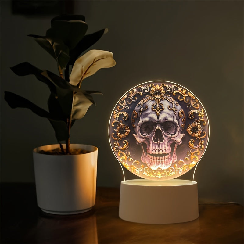 LumiSkull - USB Schedel Nachtlamp, Kleurrijke Acryl Tafellamp voor Slaapkamer & Halloween Decoratie