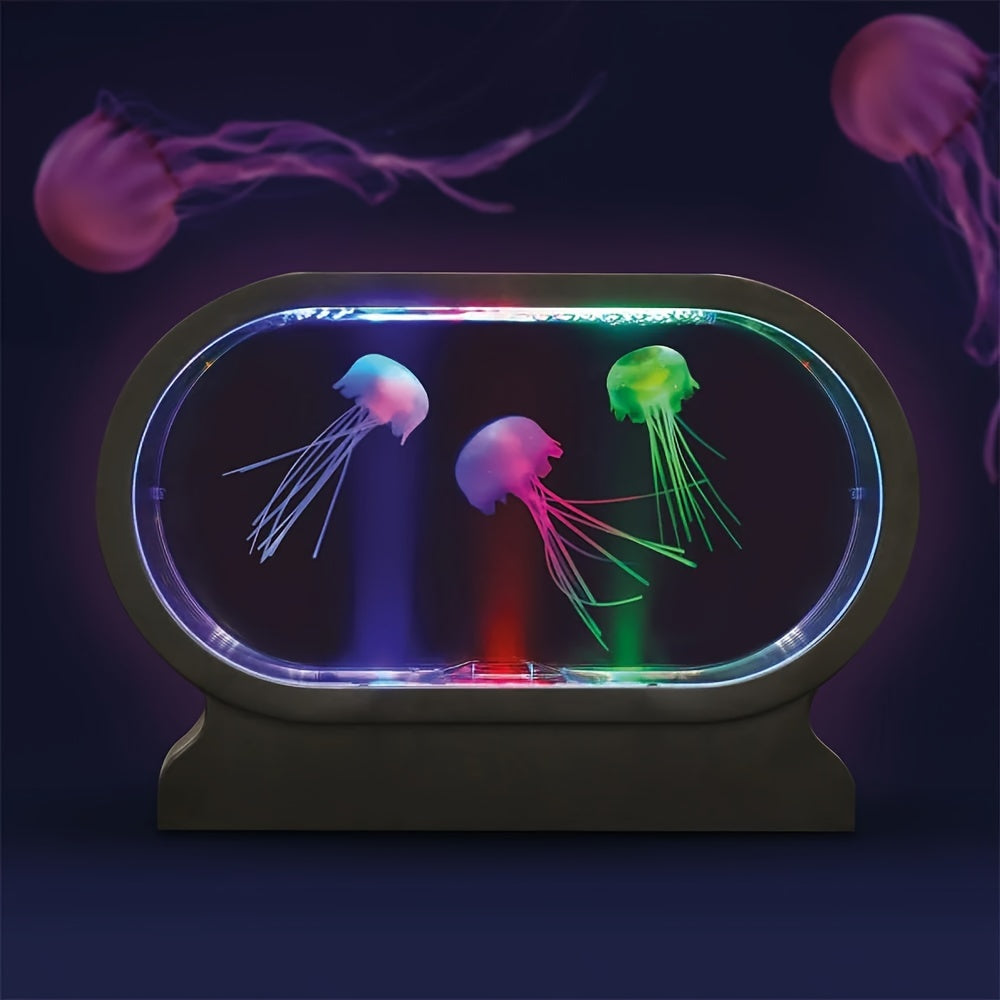 LumiJelly - LED Jellyfish Tafellamp, 3-Kleuren Simulatie Aquarium Nachtlamp, Batterijgevoed, Decoratief Licht