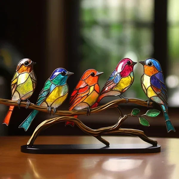 LuxeHome - AvianElegance Vogels in Gekleurd Glas voor een Verfijnd Interieurontwerp