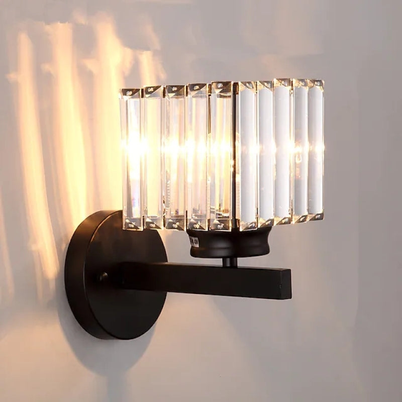 Herbert Moderne LED Wandlamp - Binnen - Zwart - Slaapkamer - Kristal/Metaal