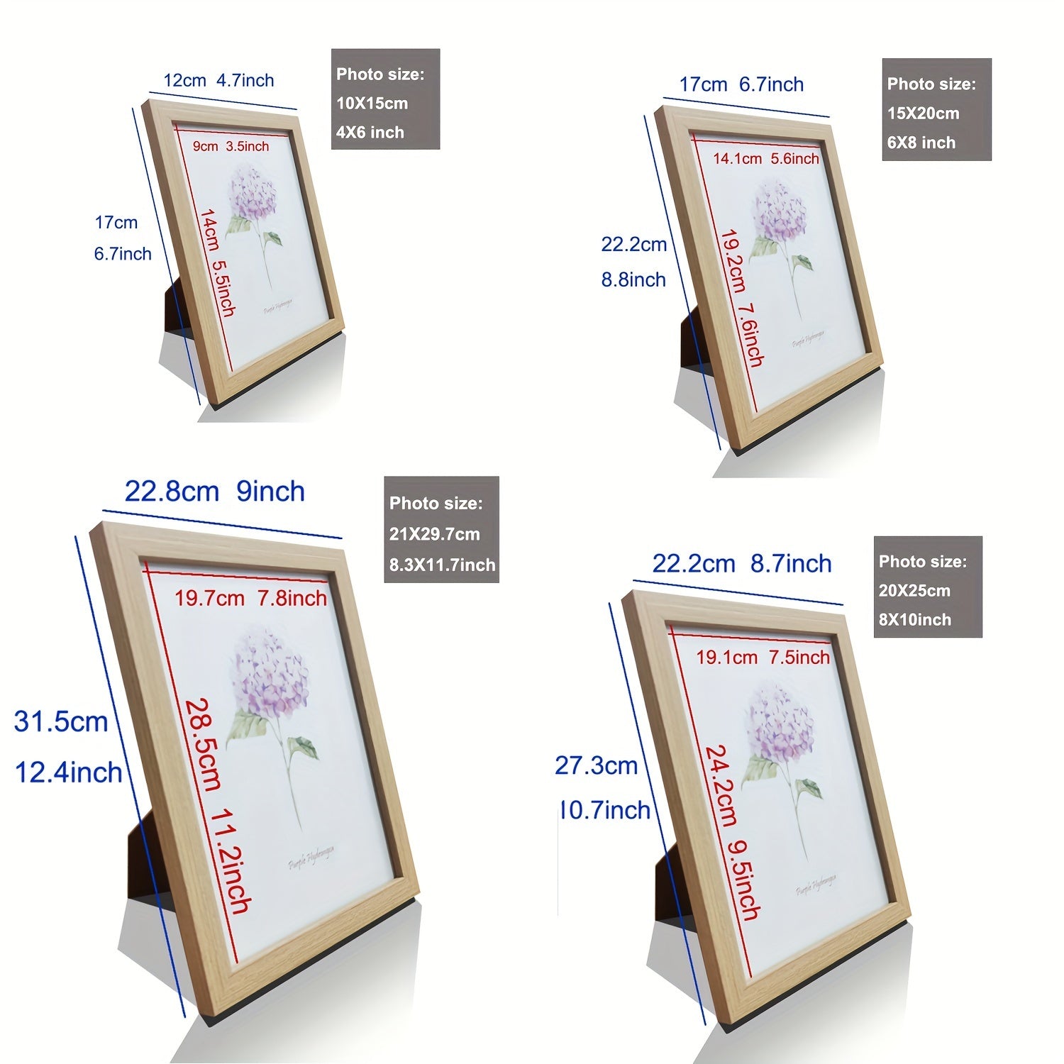 Set van 3 houten fotolijsten - Lichtgewicht en eenvoudig in gebruik