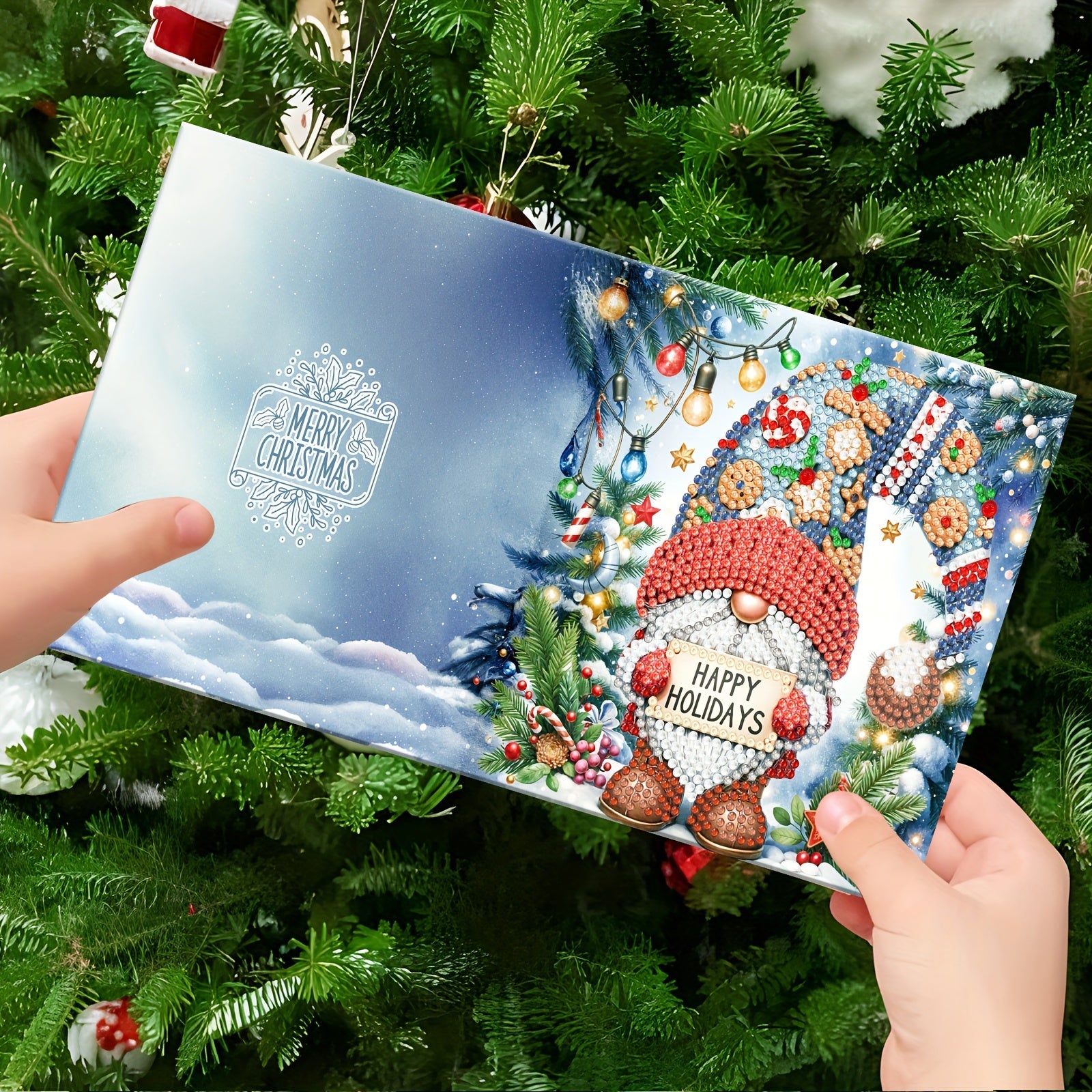 12pcs DIY 5D Diamond Painting Christmas Greeting Cards with Envelopes - Handgemaakt, Exquisite Cartoon Santa Ontwerpen voor Familie en Vrienden