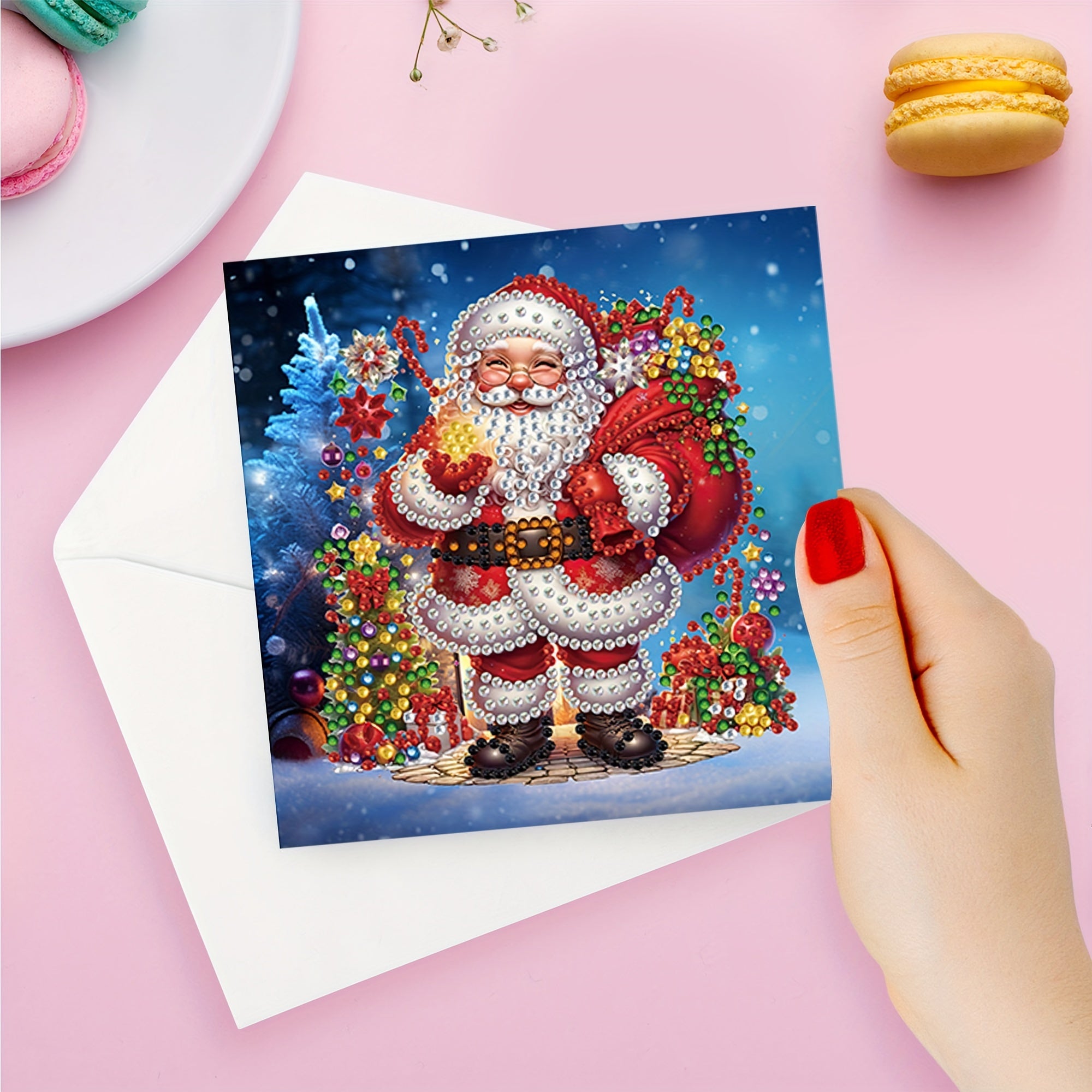 12pcs Diamond Painting Kit - Santa Claus Kerstgroetkaarten met Unieke Ontwerpen, Perfect om Warme Wensen te Sturen naar Familie en Vrienden