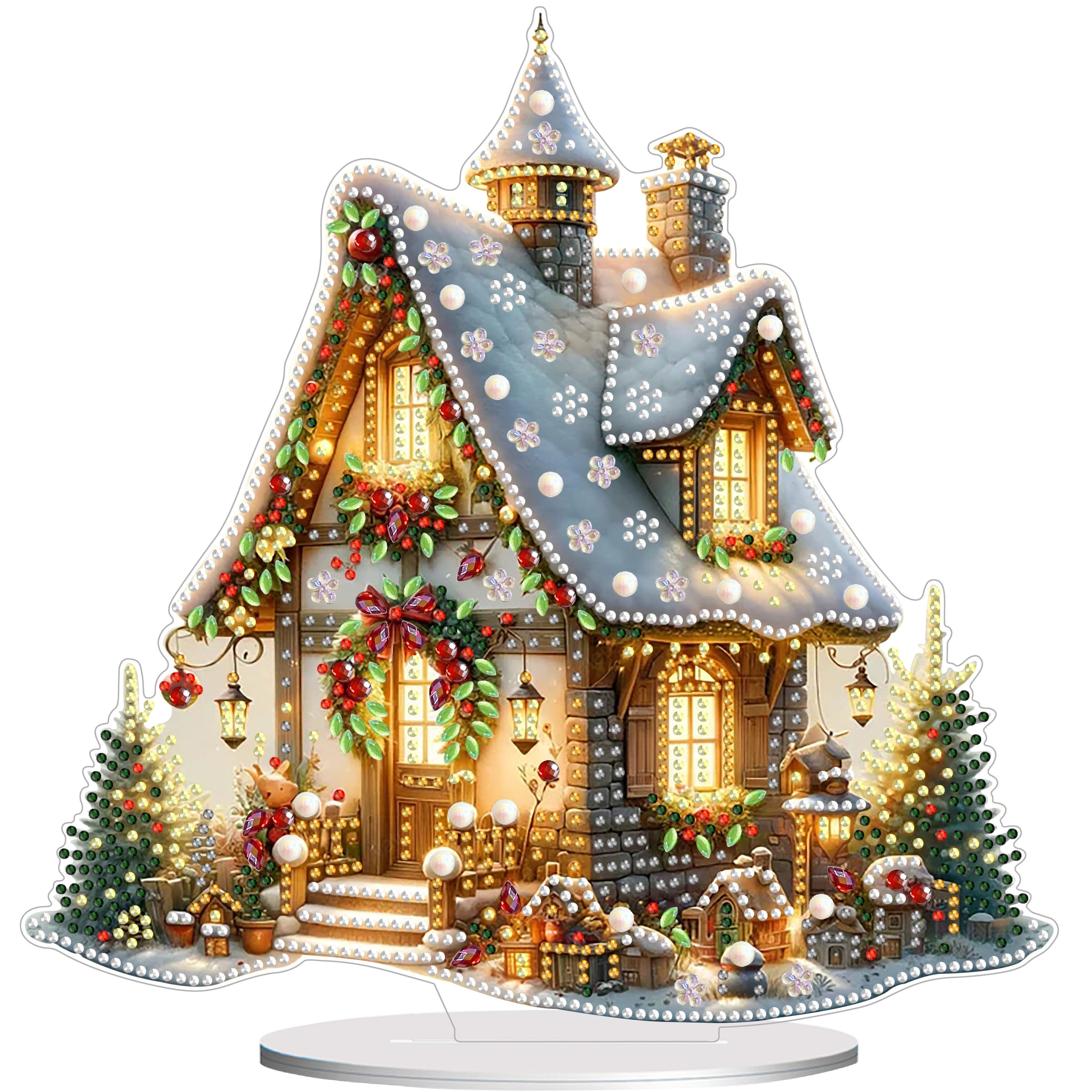 Acrylic DIY 5D Diamond Painting Art Christmas Village House Scene - Desktop Ornament Craft Kit, Feestelijke Mozaïek Kunstwerk, Huis en Slaapkamer Decor Cadeau