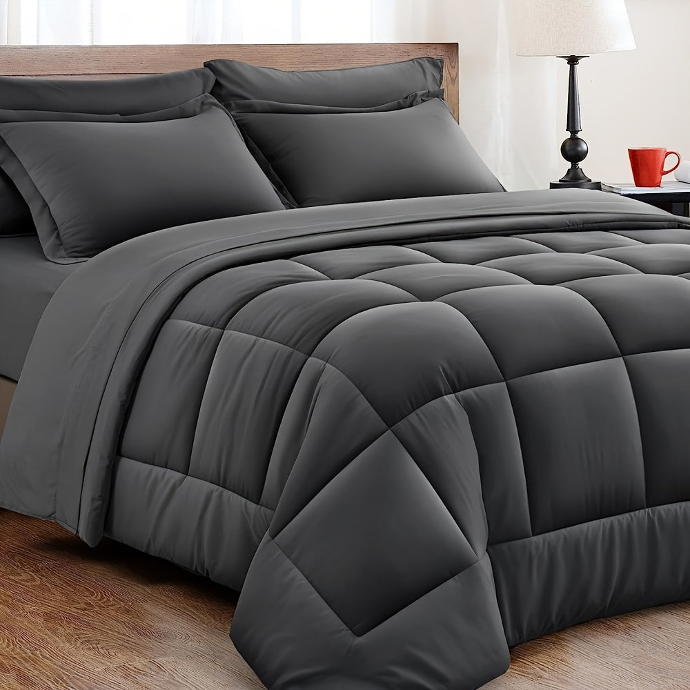 3-delige Comforter Set (1Dekbed + 2Kussensloop, Zonder Inzet), Zachte Ademende Dekbedvulling Box Steek Quilt Hotelkwaliteit Comforter, Machinewasbaar