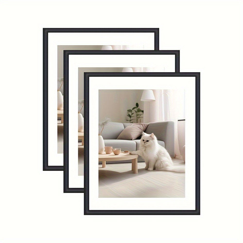 3 stuks Fotolijst - Fotolijst voor Muur- en Tafeldecoratie, Voor Kunstdecoratie, Verjaardagscadeaus, Woon- en Kantoorruimte, Moederdag, Nieuwjaar, Paascadeau, Zwart, Langwerpig