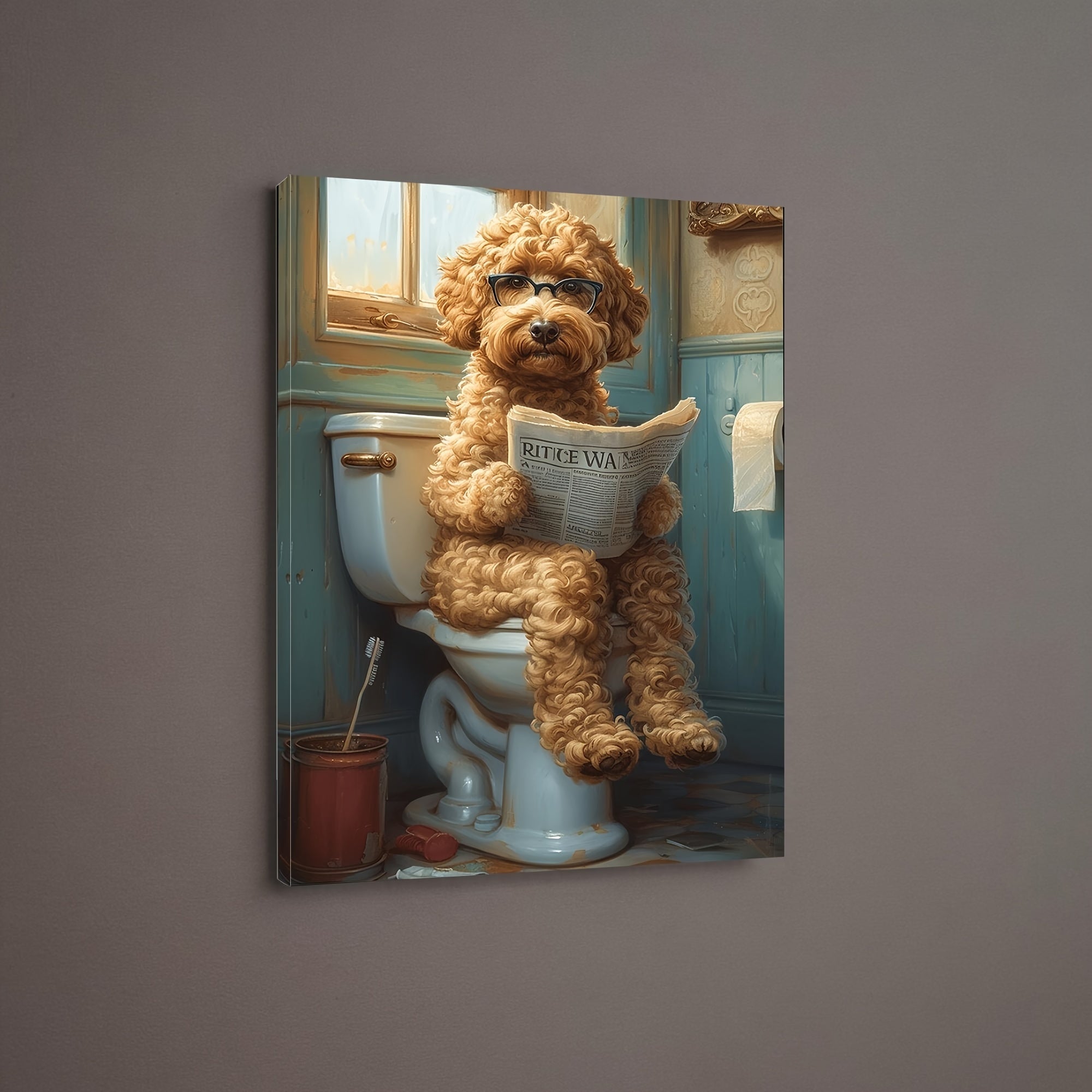 Goldendoodle Badkamer Canvas - Humoristische Wanddecoratie