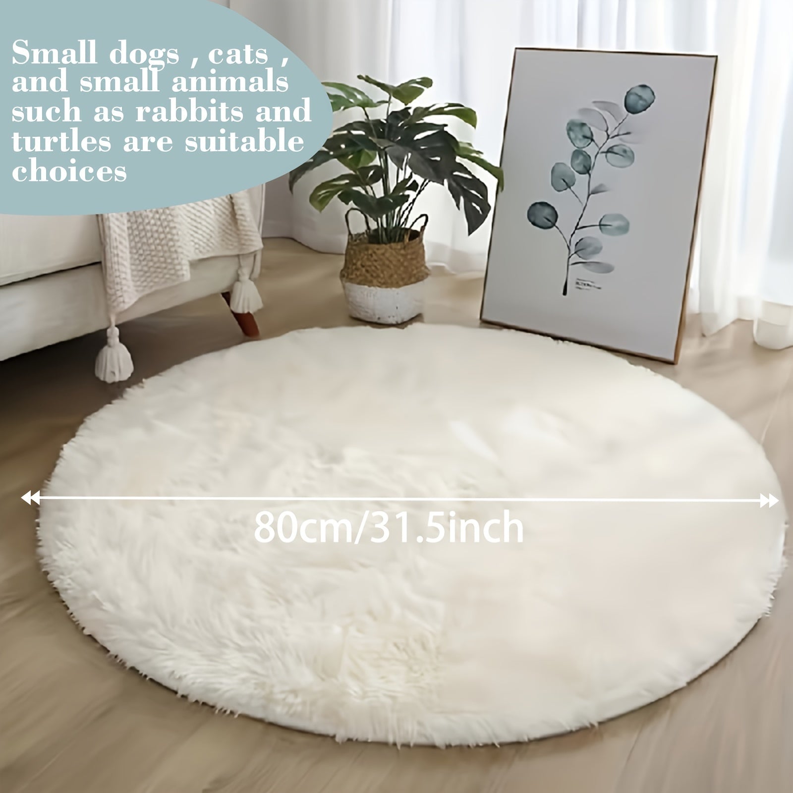 Ultrazacht Pluche Huisdier Tapijt – Ronde Antislip Fluffy Vloermat, Waterdicht en Comfortabel voor Woonkamer en Slaapkamer