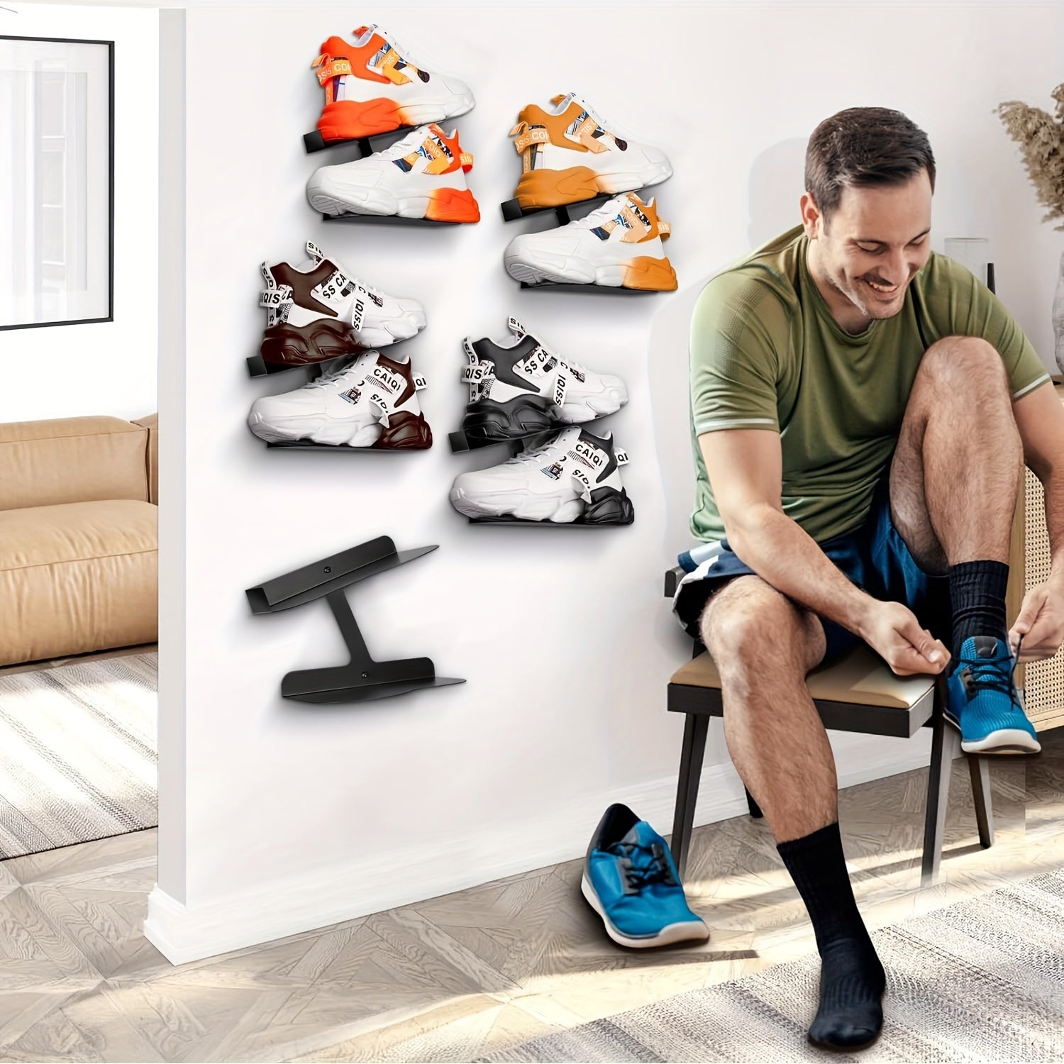 SneakerRack - Wandgemonteerde Schoenen Display Plank - Metalen Sneaker Organizer