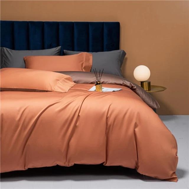 Prarie Orange Reversible Duvet Cover Set - Egyptisch Katoen