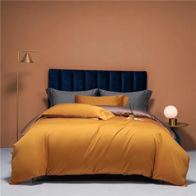 Prarie Orange Reversible Duvet Cover Set - Egyptisch Katoen