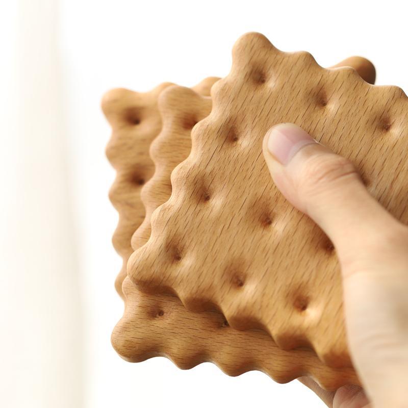 2-delige Houten Onderzetters Geïnspireerd door Biscuit