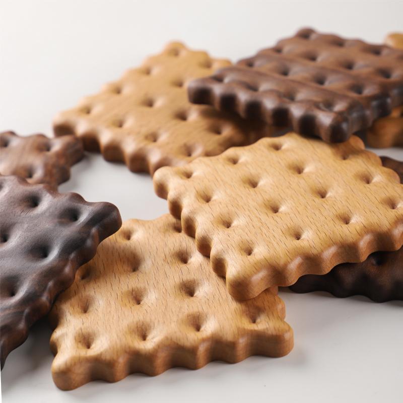 2-delige Houten Onderzetters Geïnspireerd door Biscuit