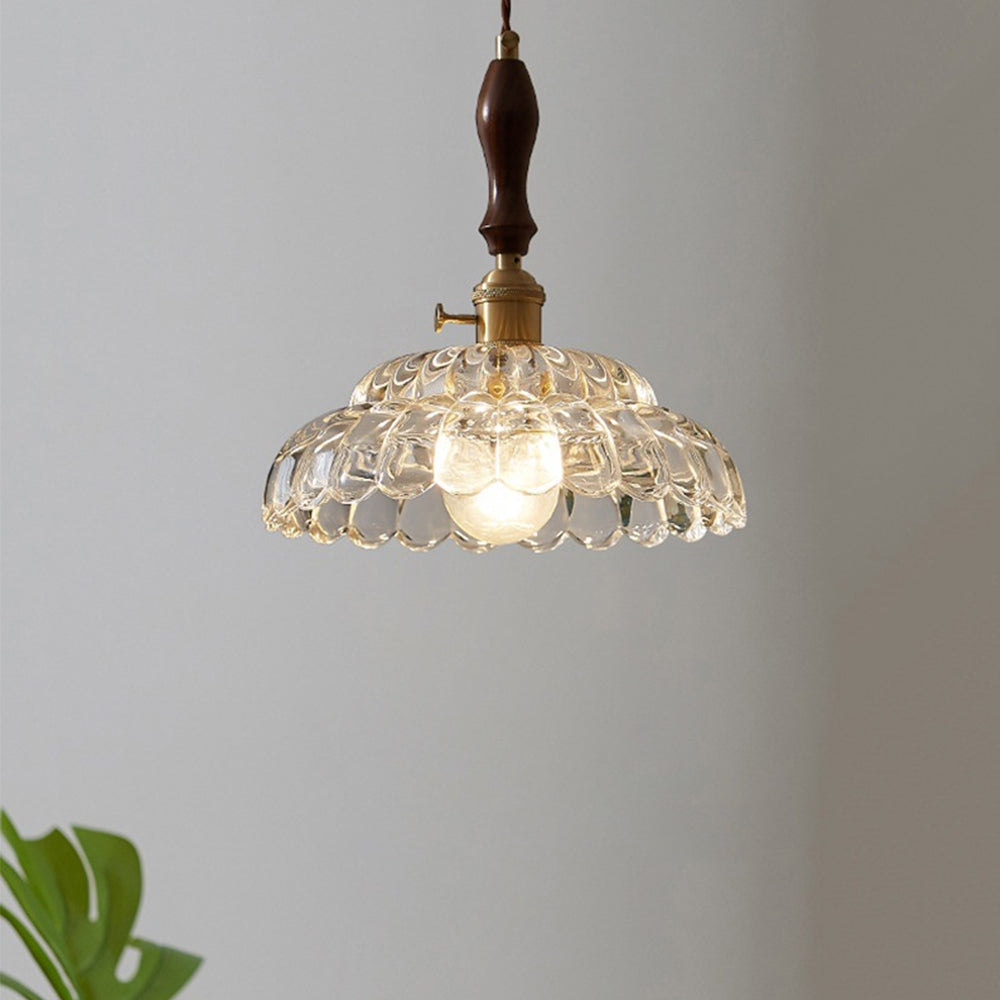 Moderne Koperen Hanglamp met Houten Handvat