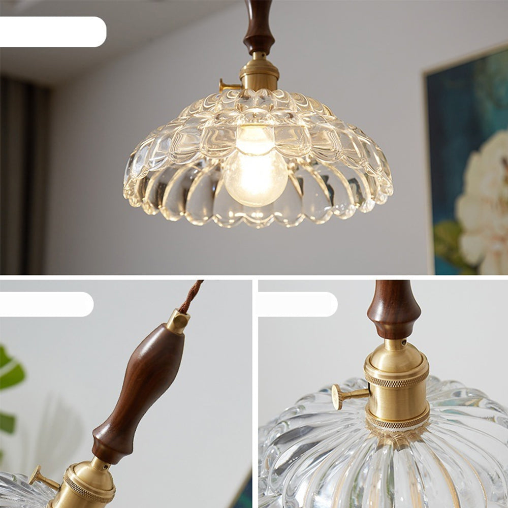 Moderne Koperen Hanglamp met Houten Handvat