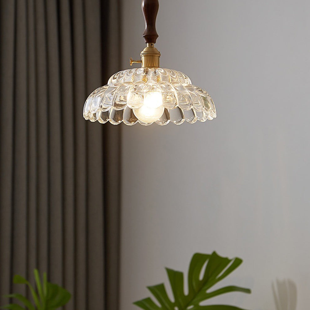 Moderne Koperen Hanglamp met Houten Handvat