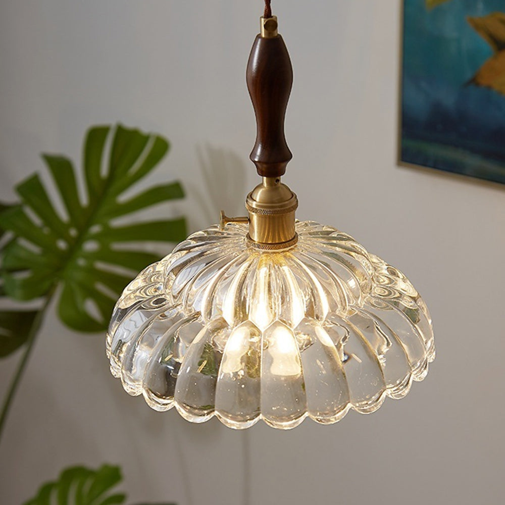 Moderne Koperen Hanglamp met Houten Handvat