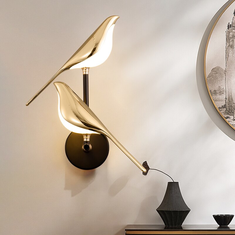 VogelLicht - Scandinavische LED-vogel wandlamp