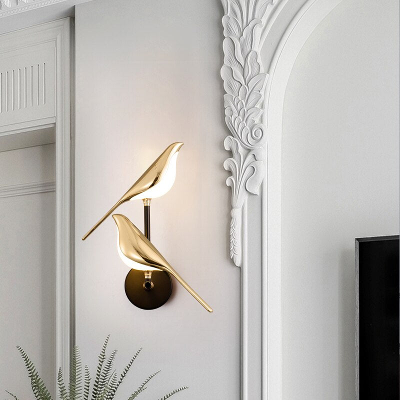 VogelLicht - Scandinavische LED-vogel wandlamp