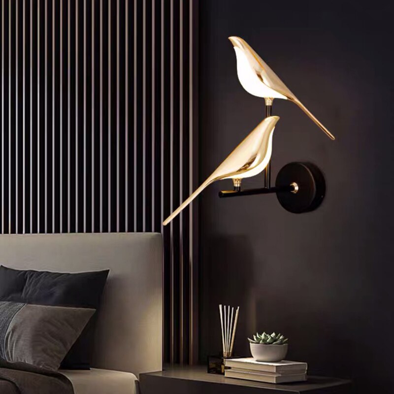 VogelLicht - Scandinavische LED-vogel wandlamp